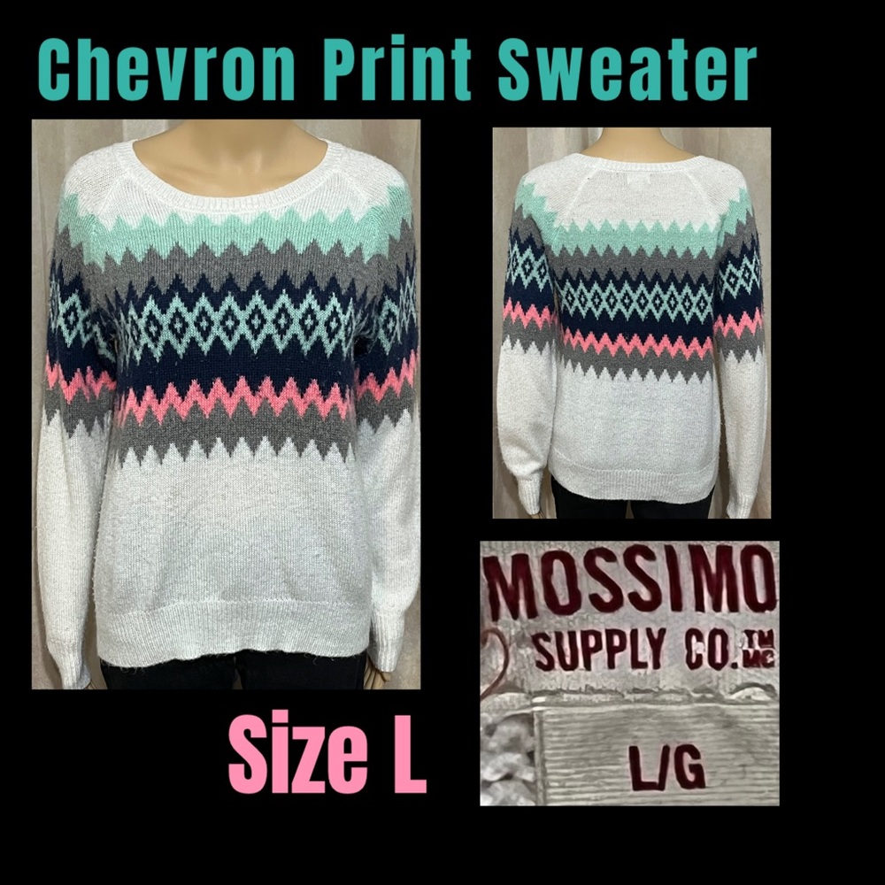 Size L- Chevron Print Sweater